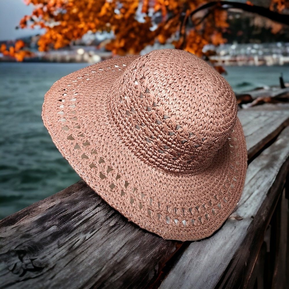 TIME and TRU Natural Open Weave Wide Brim Sunhat - Picture 7 of 12